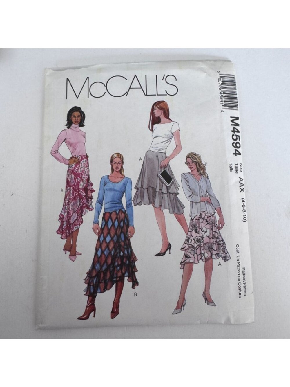 McCalls Sewing Pattern M4594 Y2K Flowy Skirt Ruffle Hem Boho Chic 4-10 Uncut - Picture 12 of 12